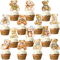 Bear Baby Shower Decorations - 48Pcs Teddy Bear Cupcake Toppers - We Can Bearly Wait Picks For Gender Reveal Theme, Kids Birthday Party Supplies
