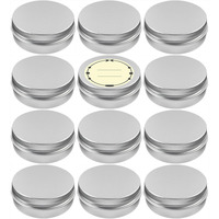 Tuzazo 12Pack 2 Oz Aluminum Tin Cans With Screw Lid And Labels, Refillable Travel Sized Cosmetic Containers Small Tins For Salves, Lotion Bars, Beard Balms, Candles