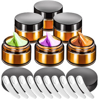 Motbach 6 Pack 1Oz Amber Glass Jars With Lids, 1Ounce Small Glass Containers With Lids And Inner Liners, 30Ml Clear Round Jars Travel Toiletries With Spatula For Makeup Cosmetic Powder Cream Lotion