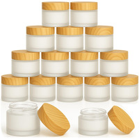 16Pcs 1Oz & 1.7Oz Glass Cosmetic Containers With Wood Grain Lids - Refillable Frosted Glass Jars, Leakproof Cream Containers For Travel, Body Scrub, Lotion, Lip Scrub, Diy Skincare(50Ml/30Ml)
