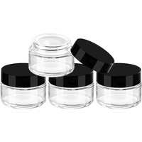 Tuzazo 1Oz Glass Jars With Black Lids, 4 Pack Small Glass Jars With Inner Liners & Stickers Refillable Empty Cosmetic Containers For Creams, Lotions, Body Butters, Powders