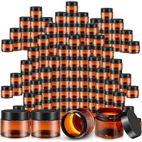 Satinior 100 Pcs Plastic Jars With Lids Small Containers Lids Wide Mouth Small Plastic Containers For Lotion Cream Rhinestones Body Butters Travel Storage(2 Oz,Amber With Black Lid)