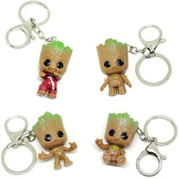 Vnfly 4-Pack Cute Keychain Lovely Animal Characters, Mini Figure Collection Playset, Plant Pot Decoration, Cake Topper Decoration