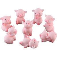 Miniature Pig Figurines 8 Pcs, Cute Pink Piggy Toy Figures Cake Toppers For Fairy Garden Decor Christmas Desk Decoration