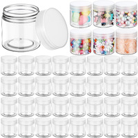 Eboot 150 Piece 2 Oz Plastic Container Jars With Lids Round Clear Cosmetic Empty Clear Plastic Jars For Lotion, Cream, Makeup, Eye Shadow, Rhinestone, Samples, Pot, Travel Storage(2 Oz)