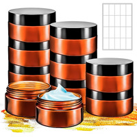 Motbach 10 Pack 4Oz Plastic Jars With Lids, 120Ml Round Amber Cosmetic Containers Makeup Jars,Travel Size Container Jar For Lotion Cream Eyeshadow Sample Powder Slime Ointment Salve Balm Storage