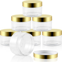 Entjor 24 Pack 8 Oz Plastic Containers With Gold Lids, Clear Empty Bpa Free And Refillable Cosmetic Jars Travel Containers For Creams, Lotion, Bath Salts, Sugar Scrub, Slime, Lip Scrub, Makeup