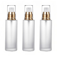 Doromy 3Pcs Frosted Glass Lotion Pump Bottles Refillable Comestic Bottles Empty Travel Containers 60Ml/20Z With Pump Dispensers For Makeup Cream Emulsion Lotion Essential Oils