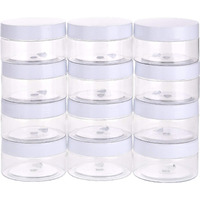 Satinior 12 Pack 4 Oz Plastic Container Jars With Lids Round Clear Travel Cosmetic Container Slime Jars For Toiletries, Lotion, Cream, Ointments, Makeup, Rhinestone, Samples, Kitchen Storage(White)