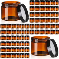 Tanlade 100 Pcs 2 Oz Amber Plastic Cosmetic Jars With Lids Empty Leak Proof Container Refillable Cosmetic Jars Airtight For Cream, Lotion, Powder, Ointment, Beauty Products Travel Storage(Round)