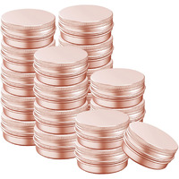 2 Ounce Aluminum Tin Jar With Screw Cap 60Ml Tin Cans Refillable Containers For Cosmetic, Lip Balm, Cream, Lotion, Balms, Spices, Salve, Rose Gold 20 Pcs