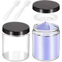 Motbach 2 Pack 8Oz Glass Jars With Lids, Round Glass Jars With Spatulas, Inner Liners And Black Lids, Empty Cosmetic Containers Travel Toiletries Container For Lotion, Cream, Makeup, Cosmetic, Slime