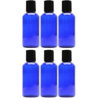 4Oz Empty Cobalt Blue Plastic Squeeze Bottles With Disc Top Flip Cap (6 Pack); Bpa-Free Containers For Shampoo, Lotions, Liquid Body Soap, Creams