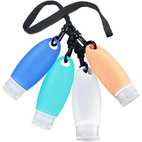 Fullplus Silicone Travel Bottles Set Leak Proof Refillable Travel Cosmetic Containers, 3 Oz Carry-On Tsa Approved, With Facial Cleansing Brush, Shower Lanyard For Shampoo, Conditioner, Lotion