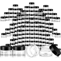 Satinior 100 Pcs Plastic Jars With Lids Small Containers Lids Wide Mouth Small Plastic Containers For Lotion Cream Rhinestones Body Butters Travel Storage(4 Oz,Clear With Black Lid)