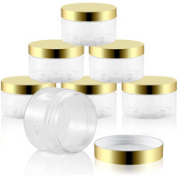 Entjor 24 Pack 4 Oz Plastic Containers With Gold Lids, Clear Empty Bpa Free And Refillable Cosmetic Jars Travel Containers For Creams, Lotion, Bath Salts, Sugar Scrub, Slime, Lip Scrub, Makeup