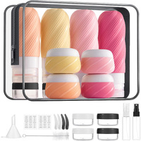 23 Pack Tsa Approved Travel Bottles For Toiletries, Leak Proof Refillable Travel Size Containers Kit With Silicone Squeezable Bottles Jars For Shampoo Lotion Conditioner, In Clear Bag, Pink