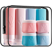 Insfit 8 Pack Silicone Travel Bottles & Cream Jars With Toiletry Bag, 3Oz Leakproof Containers & 2Oz Jars With Waterproof Labels, Bpa-Free Squeezable Toiletries Set For Shampoo, Lotion, Cosmetics