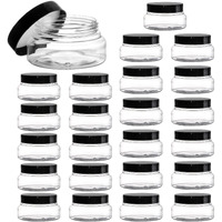 Yarlung 24 Pack 5 Oz Plastic Jars With Lids, Clear Body Scrub Jars Empty Refillable Containers Round Low Profile Samples Jars For Lotion, Body Butter, Sugar Scrub, Cream