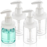 Cosywell Pump Bottle Dispenser 4Oz/120Ml 4 Pack Plastic Lotion Dispenser Bottles Wide Mouth Jar Style Empty Refillable Bathroom Shower Containers For Shampoo Conditioner Body Wash(Clear)