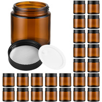 Glass Jars With Lids,Eco-Friendly Cosmetic Containers With Airtight Black Lids & Liners, Multi-Color Options For Cream, Lotion, Body Butter, Diy Skincare Travel Jars (Amber, 4Oz)