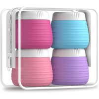 Silevoler Travel Containers For Toiletries, 1.7Oz Travel Size Premium Silicone Cosmetic Cream Jars, Tsa Approved Leak-Proof Refillable Accessories W/Toiletry Bag For Cosmetic Face Body Cream(Vibrant)