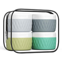 Kuangre Travel Containers For Toiletries, Silicone Cream Jars Bpa-Free, Tsa Approved 2Oz Travel Size Containers, Leak-Proof Silicone Jars With Lid For Cosmetic Face Hand Body Cream (4 Pack)