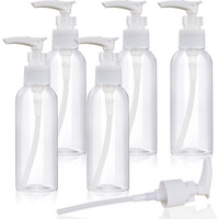 5 Pack Travel Bottles Pump Bottles Dispenser 3.4Oz/100Ml Plastic Lotion Pump Bottle Clear Travel Toiletry Bottles With Extra 1 Pump Leak Proof For Makeup Cosmetic Containers (White)