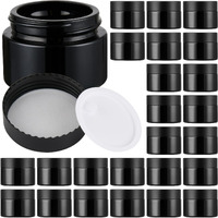 Glass Jars With Lids,Eco-Friendly Cosmetic Containers With Airtight Black Lids & Liners, Multi-Color Options For Cream, Lotion, Body Butter, Diy Skincare Travel Jars (Black, 1Oz)