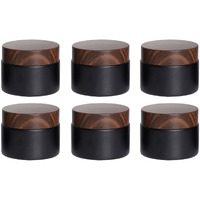 Miayon 6Pcs 1.76 Oz Small Travel Lotion Containers With Lids Glass Sample Empty Round Cosmetic Jar Bottles For Creams Makeup Lotion Toiletries Storage (Black, 50 Gram)