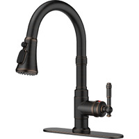 Forious Vintage Kitchen Faucets With Pull Down Sprayer, Oil Rubbed Brown, High Arc Single Handle Stainless Steel Antique Pull Out Sink Faucet For Farmhouse Camper Rv Bar, Fit For 1 Or 3 Hole