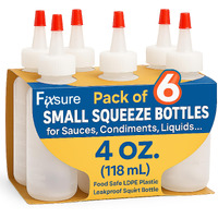 Fixsure Plastic Squeeze Bottles With Red Tip Cap, 4 Oz Squirt Bottle For Ketchup, Bbq, Sauces, Syrup, Condiments, Oil, Pancake, Cookie Decorating, Dressings, Travel, Camping, Lab, Arts And Crafts (1)