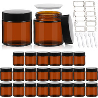 Cakkvde 4 Oz Amber Round Glass Jars With Black Lids 24 Pack- Portable Empty Glass Containers With Inner Liners For Cosmetic, Food Storage, Body Butters, Body Butter, Candle Jars