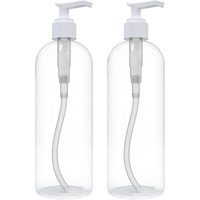 Brightfrom Empty Lotion Pump Bottles, 16 Oz Bpa-Free Refillable Plastic Containers, Pete1 Clear, Great For - Soap, Shampoo, Lotions, Liquid Body Soap, Creams And Massage Oil's - 2 Pack (White)