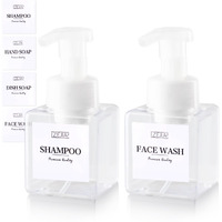 Zejia 250Ml Foaming Soap Dispenser, 2-Pack Plastic Hand Soap Dispenser, Refillable Leakproof Foam Pump Bottle With Waterproof Labels, For Shampoo, Body Wash