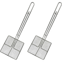 Cuisine Ready Wire Mesh Strainer With Long Handle |2 Pack| 6.5"" Square Frying Spoon | Stainless Steel | Cooking Oil Strainer For Deep Fryer & Professional Restaurant Use | Commercial Grease Skimmer