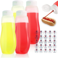 Nacxbwer Condiment Squeeze Bottles For Ketchup Hot Sauce Liquids Oil With Caps For Condensed Milk And Mustard Salad Dressing Dispenser Clear Plastic Bottles Dressing Container Ld Pe 18 Oz 4 Pcs