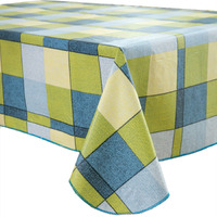 Vinyl Tablecloth With Flannel Backed Waterproof Oil-Proof Pvc Table Cloth Wipeable Spill-Proof Plastic Table Cover For Indoor And Outdoor(Morden Checkered, 60 X 60 Inch Square)