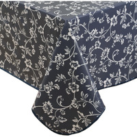 Heavy Duty Vinyl Tablecloth With Flannel Backing Waterproof Oil-Proof Plastic Table Cloth Stain-Resistant Wipeable Rectangle Or Square Table Cover For Indoor And Outdoor (Blue Floral,52X70 Inch)