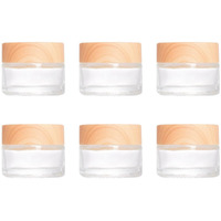 Miayon 6Pcs 0.53 Oz Small Travel Lotion Containers With Lids Glass Sample Empty Round Cosmetic Jar Bottles For Creams Makeup Lotion Toiletries Storage (White, 15 Gram)