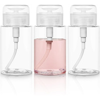 3 Pack Push Down Pump Bottle Dispenser For Makeup Remover, Facial Toner, Micellar Water, Alcohol, Nail Polish Remover Empty Push Top Bottles Containers 5.1Oz/150Ml