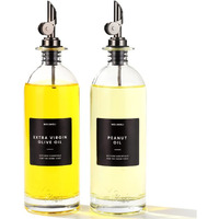 Molimoli Oil And Vinegar Dispenser With Metal Pour Spout, Weighted Pourer, Glass Bottle Dispenser For Kitchen, Olive Oil Cruet, Glass Olive Oil Bottle | 500Ml, Set Of 2