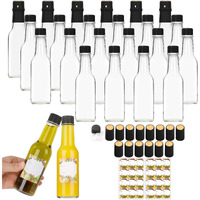 Alotpower 24 Pack Hot Sauce Bottles 5Oz, Empty Clear Glass Woozy Bottles With Leak-Proof Black Screw Caps, Dripper Inserts & Shrink Capsules - Perfect For Homemade Sauces, Oils & Diy Crafts