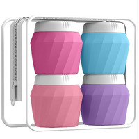 Travel Containers For Toiletries, Premium Silicone Cosmetic Cream Jars, Tsa Approved Leak-Proof Refillable Travel Size Toiletries With Clear Bag For Cosmetic Face Body Cream (Vibrant, 1.7Oz)
