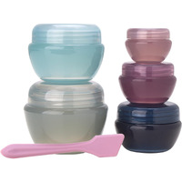 Bliss Travel Containers - 5 Pack Leak Proof Tapered Jar Set With Lid And Spatula - Small Travel Containers For Creams, Lotions, Vitamins, And Small Jewelry, Multi