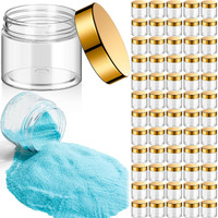 Patelai 60 Pcs Plastic Container Jars With Lids Round Clear Travel Cosmetic Container Jars For Toiletries, Lotion, Cream, Ointments, Makeup, Rhinestone, Samples, Kitchen Storage(Gold,2 Oz)