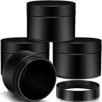Satinior 12 Pack 4 Oz Plastic Container Jars With Lids Round Clear Travel Cosmetic Container Slime Jar For Toiletries, Lotion, Cream, Ointment, Makeup, Rhinestone, Sample, Kitchen Storage(Pure Black)