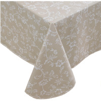 Heavy Duty Vinyl Tablecloth With Flannel Backing Waterproof Oil-Proof Plastic Table Cloth Stain-Resistant Wipeable Rectangle Or Square Table Cover For Indoor And Outdoor (Beige Floral,54X54 Inch)