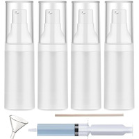 Facebucks 1Oz/30Ml Airless Pump Bottle,Tsa Approved Travel Bottles,Reusable Leak Proof Small Size Lotion Dispenser Matte White,For Toiletries Cosmetics Shampoo?1Oz/30Ml-(Pack Of 4) & Lotion Bottle?