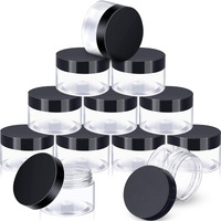 Satinior 12 Pack 2 Oz Plastic Container Jars With Lids Round Clear Travel Cosmetic Container Slime Jars For Toiletries, Lotion, Cream, Ointments, Makeup, Rhinestone, Samples, Kitchen Storage(Black)